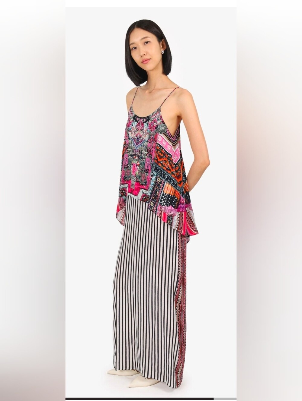 $549 MSRP Camilla 100% silk Low-Back Layered Maxi Dress